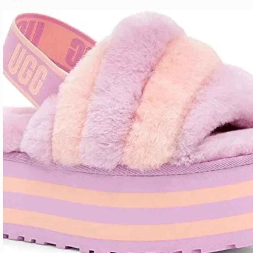 UGG Lavender and Cream Fluff Yeah Platform Sandals